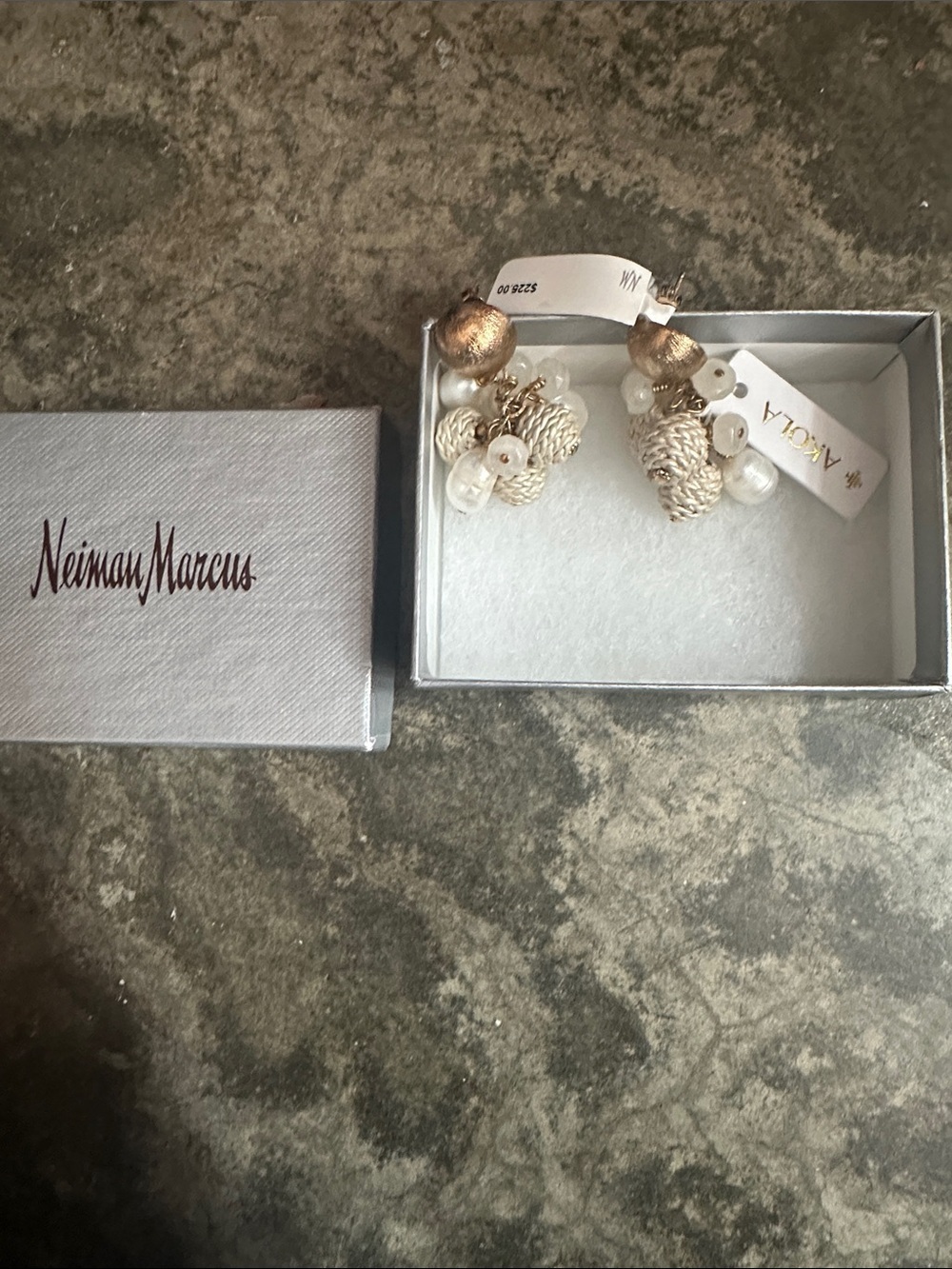 NWT Akola Gold and Pearl Cluster Drop Earrings